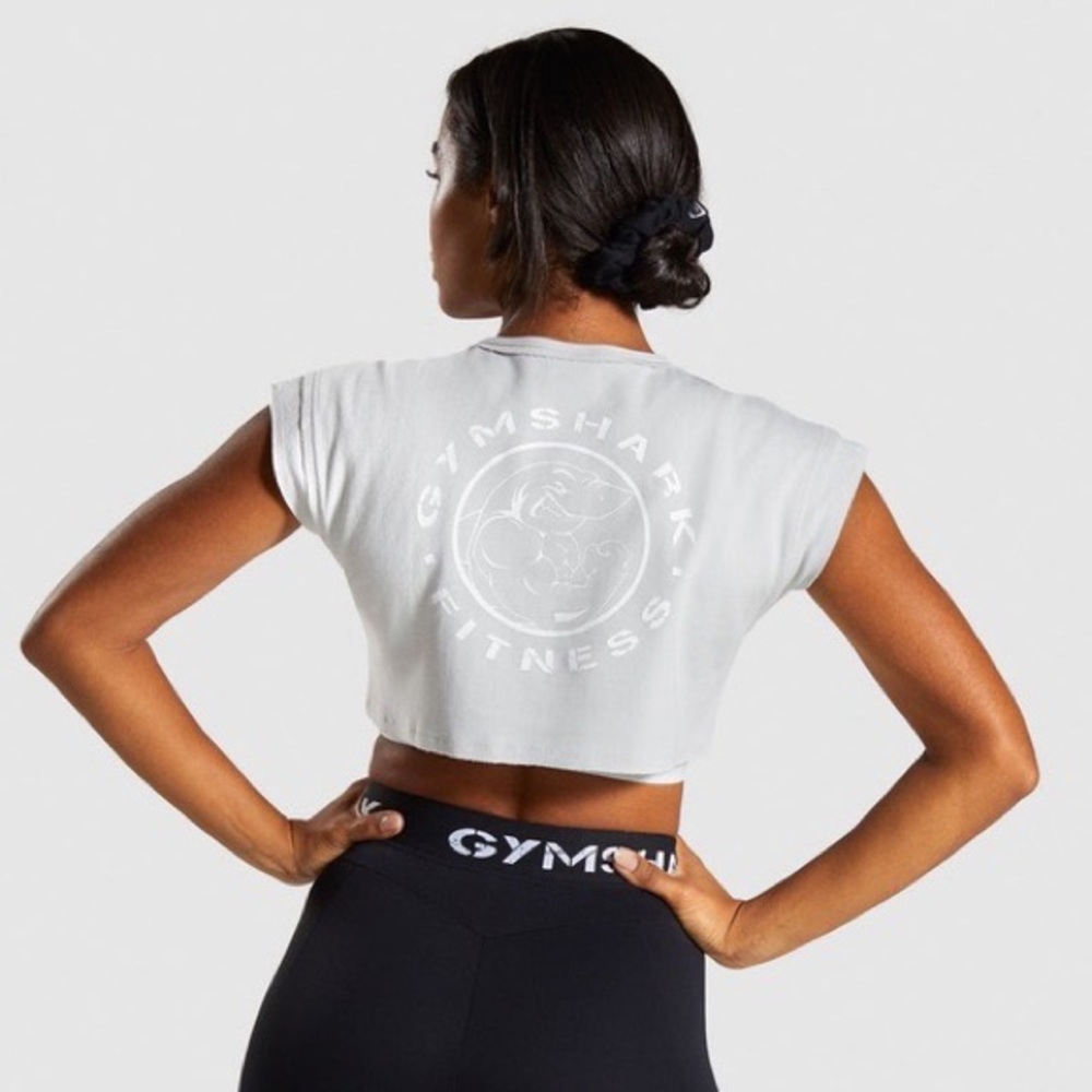 OG Gymshark Raw Edge Legacy Crop Top (Oyster white)